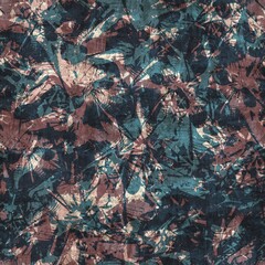 Seamless blue pink cream and navy surface pattern. High quality illustration. Overlaid and multiplied distressed and grungy worn abstract design for print. Detailed artistic repeat tile swatch.