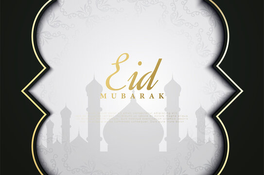 Golden eid mubarak greeting card