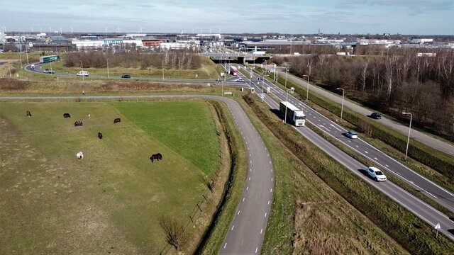 Exit at the motorway in the Netherlands at the town of Etten Leur, near the industrial area and Rucphen.