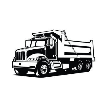 Dump Truck Tipper Truck Front Side View Silhouette Vector Isolated