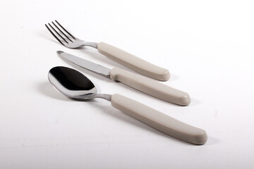 Gray plastic cutlery set of 3 pieces