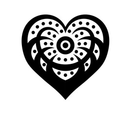 Black and White Heart Shape Abstract Tattoo Design - Floral