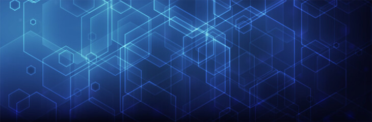 Hexagon background. Blue technology pattern. Futuristic backdrop. Hex vector illustration