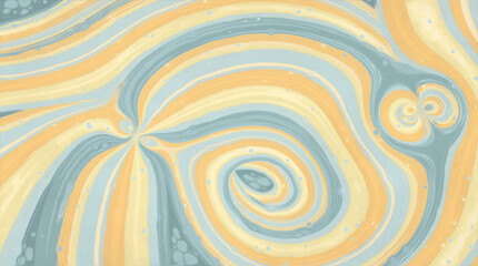 Fototapeta na wymiar An abstract background of colored stripes, swirls and waves; inkscape, ink marbling, or kintsugi texture in pastel blue and yellow tones.