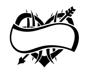 Black and White Classic Tribal Abstract Tattoo Heart