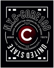 core of new york city, vector typography illustration graphic design for print