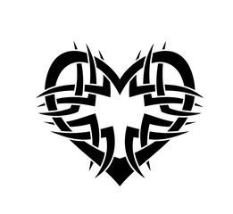 Black and White Classic Tribal Abstract Tattoo Heart