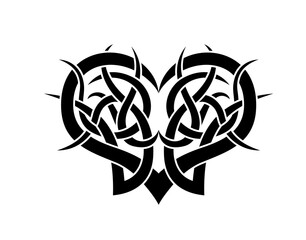 Black and White Classic Tribal Abstract Tattoo Heart