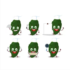 Fotobehang Cartoon character of poblano with various chef emoticons © kongvector