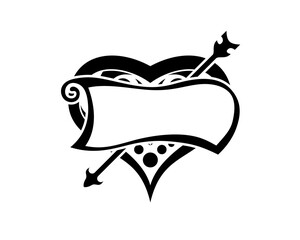 Black and White Classic Tribal Abstract Tattoo Heart