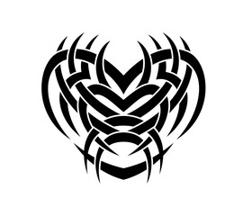 Black and White Classic Tribal Abstract Tattoo Heart