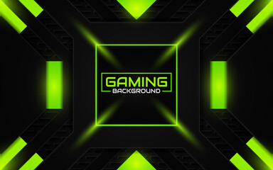Abstract futuristic black and green gaming background with modern esport shapes. Vector design template technology concept can use element game banner, sport poster, cyber wallpaper, web, advertising