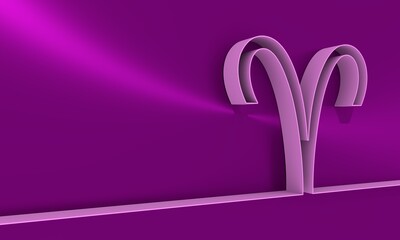 Zodiac symbol. Sign of the Aries. Thin line style. 3D rendering