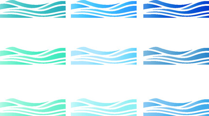 vector drawing wave water sea wind background set