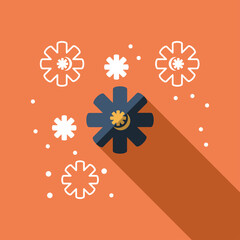 Gear flat icon with long shadow effect