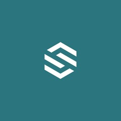 Company business logo design template abstract geometric style of linear vector Hexagon concept logotype letter SC