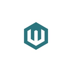 Company business logo design template abstract geometric style of linear vector Hexagon concept logotype letter W