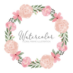 watercolor rose flower arrangement circle wreath