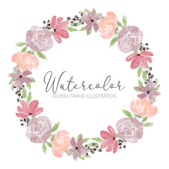 watercolor cute rose flower wreath frame