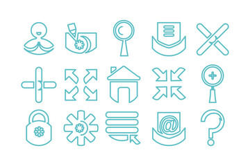 Linear set of mobile apps and web design icons