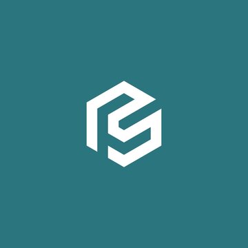 Company business logo design template abstract geometric style of linear vector Hexagon concept logotype letter PS