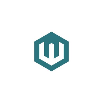 Company business logo design template abstract geometric style of linear vector Hexagon concept logotype letter W
