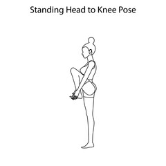 Standing head to knee pose yoga workout outline