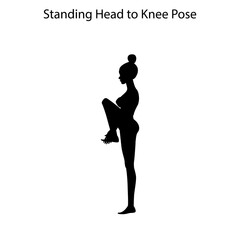 Standing head to knee pose yoga workout silhouette