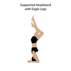 Supported headstand with eagle legs pose yoga workout