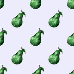 seamless watercolor avocado pattern