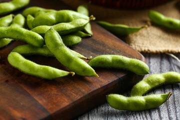 fresh raw beans in plate
