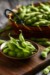 fresh raw beans in plate