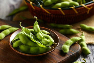 fresh raw beans in plate