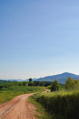 Fototapeta premium landscape mountain grass and sky