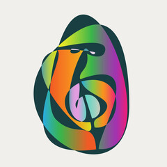 Abstract design of surreal face portrait. Hand-drawn face with a hint of cubism in funky colors. Concept art can be used for fashion, beauty treatment, health, and mental wellbeing.