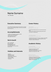 Minimal professional CV / resume template - super clean modern vector infographic - black and white resume cv template
