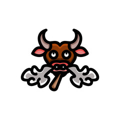 Simple Mascot Logo Design a buffalo. Abstract emblems, design concepts, logos, logotype elements