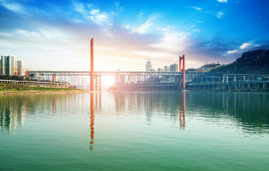 Bridges over the Yangtze River and Chongqing City Scenery in China