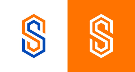 Modern letter SS logo in a hexagon shape, geometric SS monogram logo template .vector