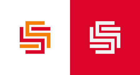 abstract and blocky letter SS monogram logo, elegant rectangular letter SS initial logo template