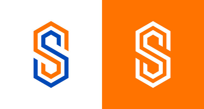 Modern letter SS logo in a hexagon shape, geometric SS monogram logo template .vector