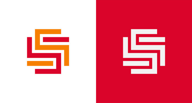 abstract and blocky letter SS monogram logo, elegant rectangular letter SS initial logo template