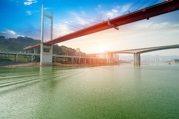 Bridges over the Yangtze River and Chongqing City Scenery in China