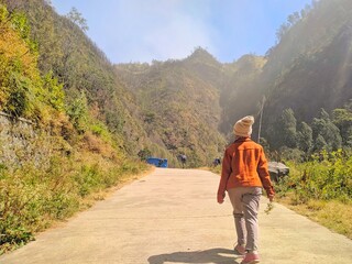 hiking in the mountain