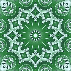 perfect mandala template for yoga design in vivid green and white tones. beautiful peace sign and symbol. Asian texture pattern illustration art.