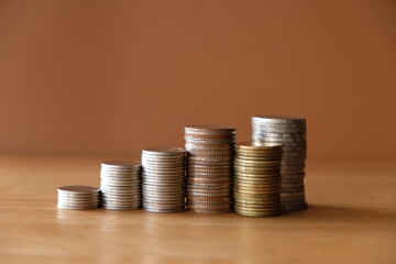 concept marketing finance business background and coins