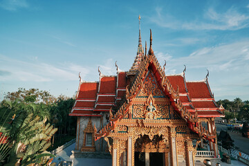 Fototapeta na wymiar The Wat Chalong Buddhist temple in Chalong, Phuket, Thailand