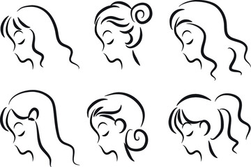 vector Beauty hair styling trend series