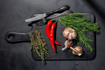 Food cooking background, ingredientss, spices.