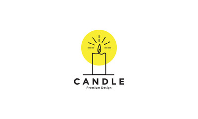 hipster lines candle with light logo design vector icon symbol graphic illustration